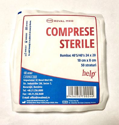 Imagine COMPRESE STERILE TAIATE 10CM/8CM X 25 BUCATI HELP