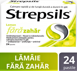 Imagine STREPSILS LEMON FARA ZAHAR X 24 PASTILE